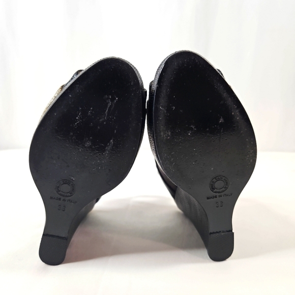 Dries Van Noten Black Gold Red Stripe Wedge Shoes Size 36 - Picture 9 of 9